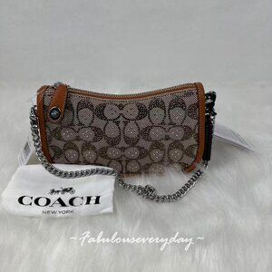 Coach Swinger 20 Crystal Bag In Signature Jacquard Burnished Amber NWT